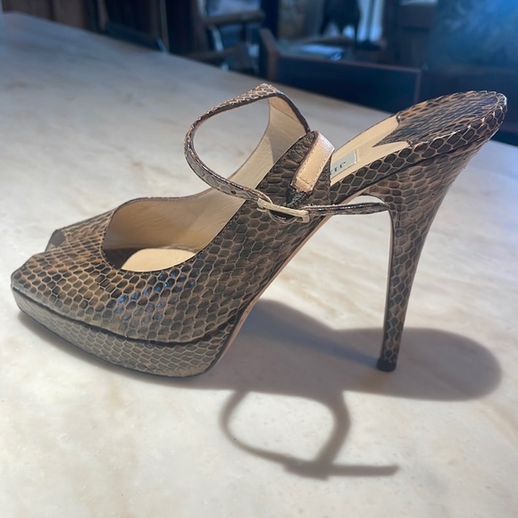 Jimmy Choo Slingback Peep toe Snakeskin Stilettos. Size 40 - Picture 2 of 9